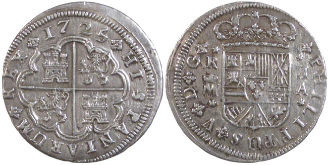 Spain two reales 1725 Madrid