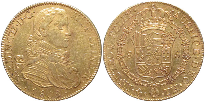 Spanish America eight escudos 1808 Mexico City