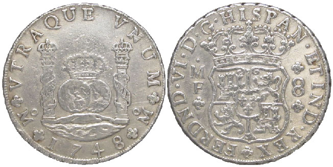 Spanish America eight reales 1748 Mexico City