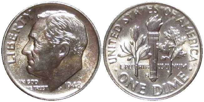United States Roosevelt dime