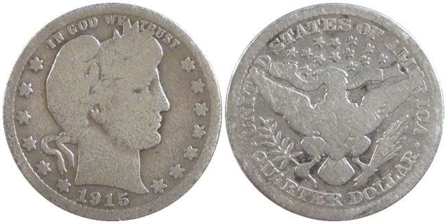 United States Barber Quarter 1915