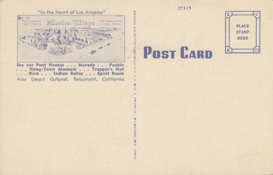 Hotel Mission Village Postcard