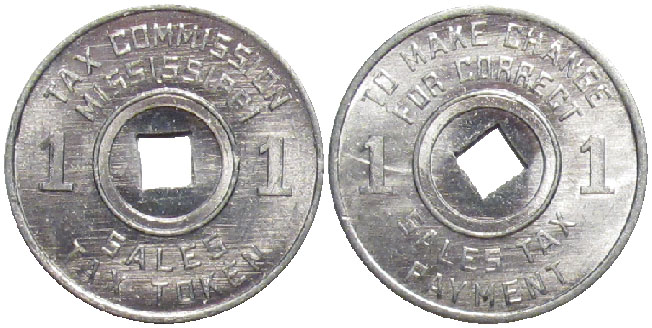 Tax Token Mississippi Aluminum Sales Tax Token - One