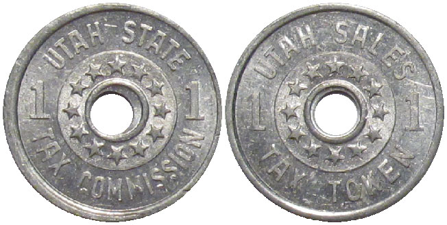 Tax Token Utah Aluminum Sales Tax Token - One