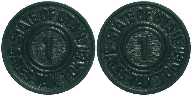 Tax Token Utah Plastic Green Sales Tax Token - One