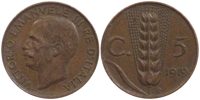 Italy 5 centesimi 1919